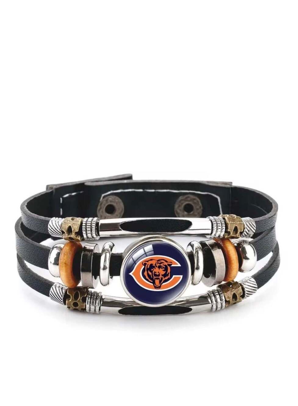 NFL Chicago Bears Leather Bracelet and Earrings Set